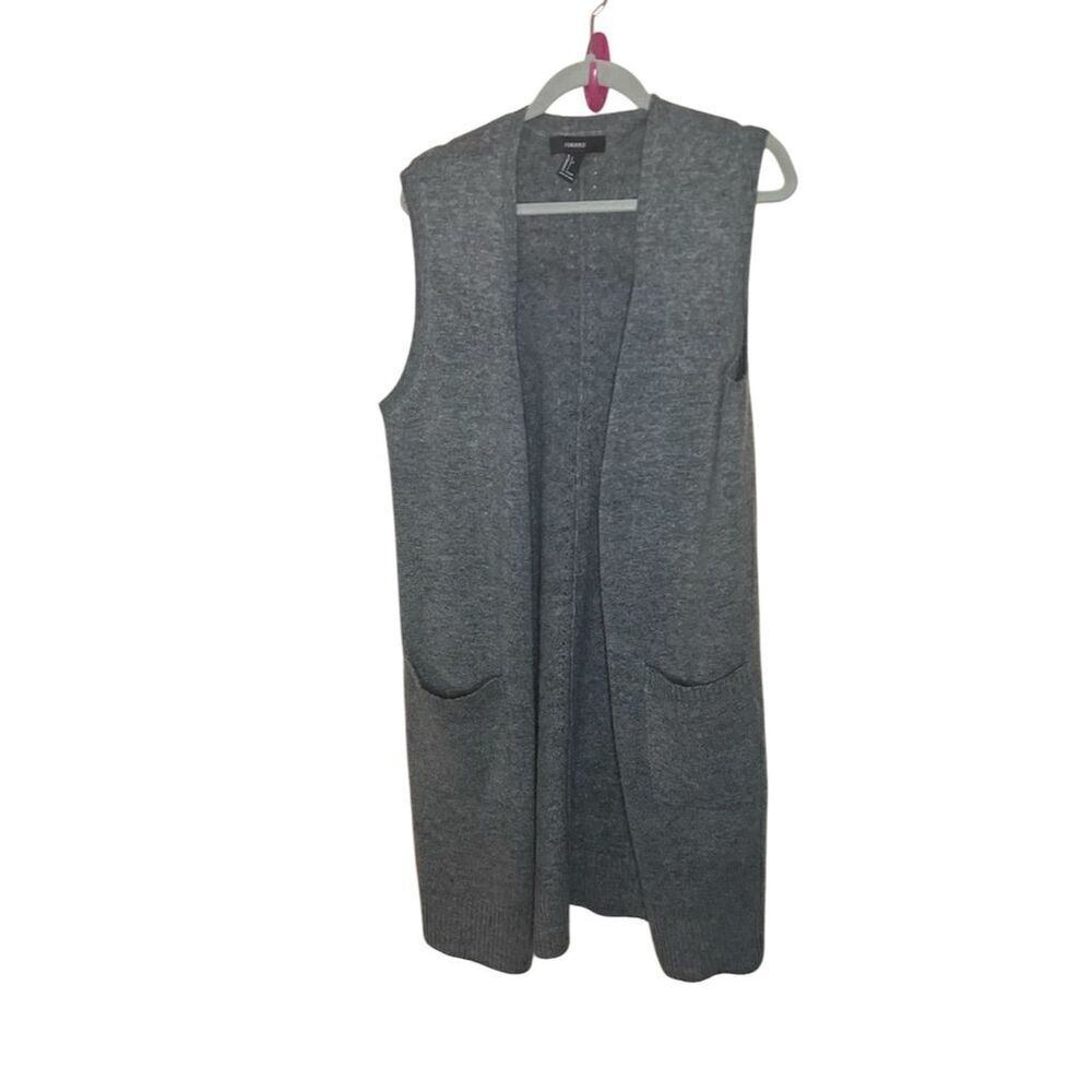 Forever 21 Women's Gray Knit Sleeveless Vest Standard Size L Open Front